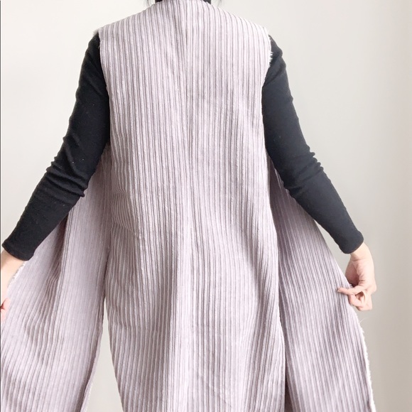 CORDUROY LONG VEST WITH SHEARLING SHERPA LINED- CORDUROY - Picture 8 of 14